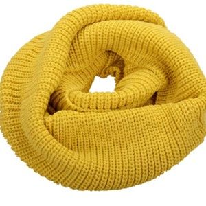 Yellow Chunky Knit Infinity Scarf Cable Knit